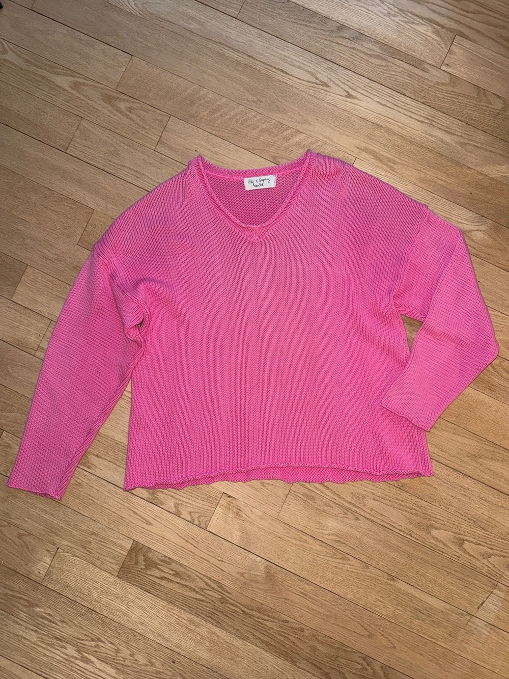 Vintage Bkg & Company New York Pink V-Neck Women's Knit Sweater One Size